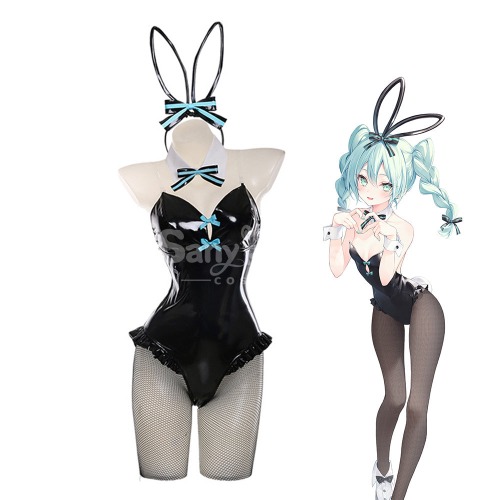 Game Hatsune Miku Cosplay Eula Sexy Black Bunny Girl Cosplay Costume - S/M