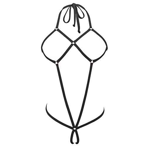 SHERRYLO Sling Bikini Extreme Micro Bikinis G String Thong Mini Exotic Tanning Bathing Suit - Black