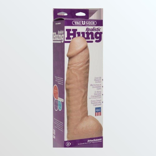 Vac-U-Lock Realistic Hung 12.5" White Dong for Harnesses