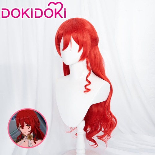 【Ready For Ship】DokiDoki Game Honkai: Star Rail Cosplay Himeko Wig / Earrings Long Curly Red Hair | Himeko Wig Only-Ready For Ship