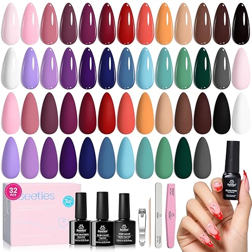 beetles Gel Polish 25 Colors Fall Gel Nail Polish Set Pink Gel Nail Kit Red Nude Brown Purple Burgundy Nail Art with 3Pcs Base Top Coat Urban Rhythm Collection DIY Salon Manicure Kit Gift for Women - 1-Urban Rhythm
