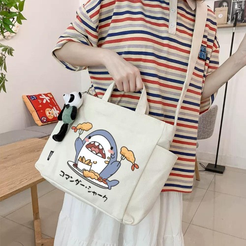 MMMH FF14 Tote Bag, Canvas Bag, Final Fantasy XIV, Eco Bag, Canvas Bag, Rucksack, Mowgli, Chocobo, Crossbody Bag, One Shoulder Bag, Cute, Large Capacity, Durable, Multifunctional, Travel Bag, Coin Purse, Mobile, Coins, Cards, Cosmetics, Small Items, Students, Birthday, Outing, Traveling (F) - F