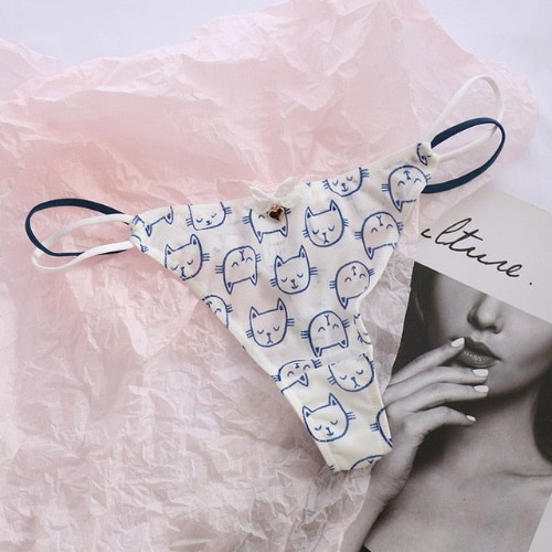 Classic Mesh Thongs - White cat