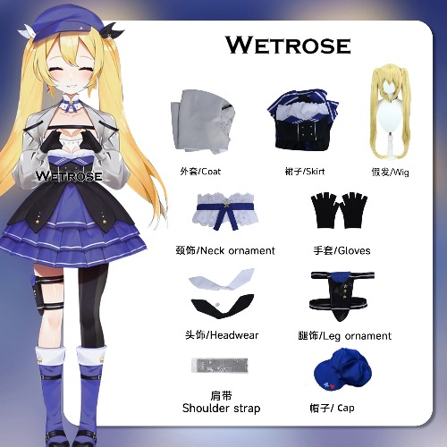【Wetrose】In Stock Doki Bird Dokibird Nijisanji EN Vtuber Selen Tatsuki Niji New Outfit Cosplay Costume Cos Coswear Hat Full Set 