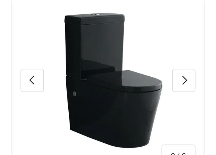 710x390x830mm Avery Gloss Black Box Rim Back To Wall Toilet Suite Back/Left and Right Bottom Inlet | Standard P-Trap: 180mm