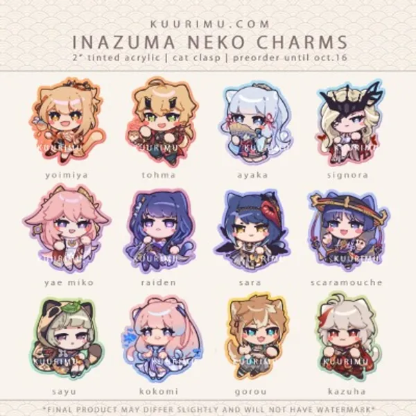 Genshin Impact - Inazuma Neko Charms by Kuurimu