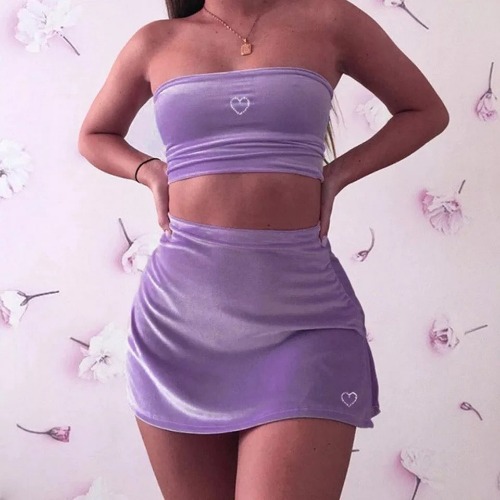Bandeau and Skirt Sporty 2 Piece | Small / Purple