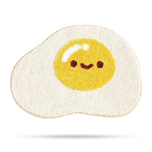 Egg Bath Mats, Soft and Absorbent Microfiber Bath Rugs, Non-Slip Shaggy Shower Carpet, Machine Wash Dry, Soft Shower Rugs for Bathroom Floor, Tub and Shower, 20 x 31, Egg - 20" x 31" - Egg