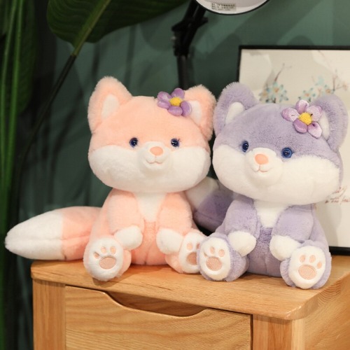 Pastel Flower Fox Plushies (3 Colors, 3 Sizes) - 15″ / 40cm / Both