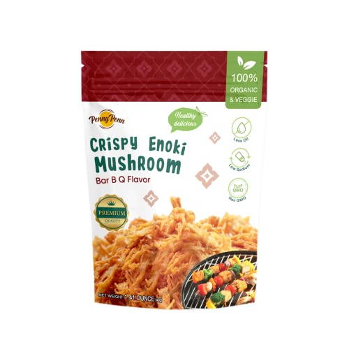 PennyPenn Oyster Grey Mushroom Chips – Plant Based Korean Snacks, Fruit & Vegetable Healthy Chips | Snacks Size 1.41 OZ | 1 Pack (Enoki BBQ Flavor) - Enoki BBQ Flavor