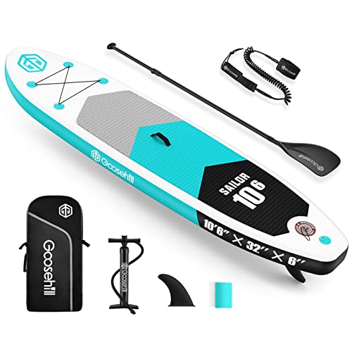 Goosehill Inflatable Stand Up Paddle Board, Reinforced Double Layer All-Around Paddleboard for All Skill Level, Ultra Light, Stable and Reliable with Premium SUP Package,SUP Seat Included - Sailor Green