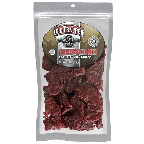 Old Trapper Beef Jerky, Old-Fashioned 10-Ounce Bag, Tender Meat Snacks for Lunches or Between Meals, 11 Grams of Protein, Zero Grams of Fat, and 70 Calories per Ounce (Pack of One) - Old Fashioned - 10 Ounce (Pack of 1)