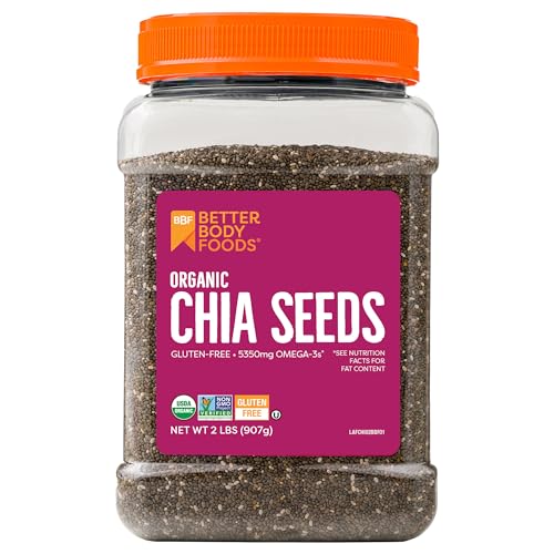 BetterBody Foods Organic Chia Seeds 2 lbs, 32 Oz, with Omega-3, Non-GMO, Gluten Free, Keto Diet Friendly, Vegan, Good Source of Fiber - Chia - 2 Pounds (Pack of 1)