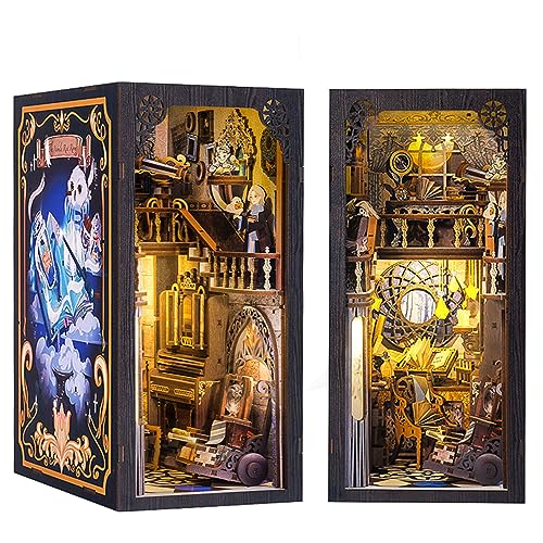 Cutefun Nebula Common Room，DIY Book Nook Kits for Adults - Wooden Dollhouse- 3D Puzzle with LED Lights - Miniature House Kit for Collectors and Decorations - Nebula Common Room
