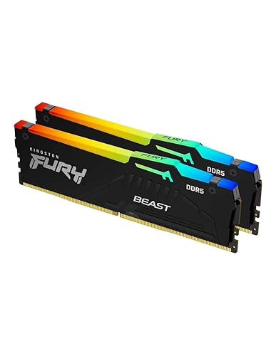 Kingston FURY Beast 16GB (2x8GB) 5200MT/s DDR5 CL36 RGB Desktop Memory Kit of 2 | Infrared Syncing | AMD Expo | Plug N Play | KF552C36BBEAK2-16 - 5200MT/s - 16GB (2x8GB)