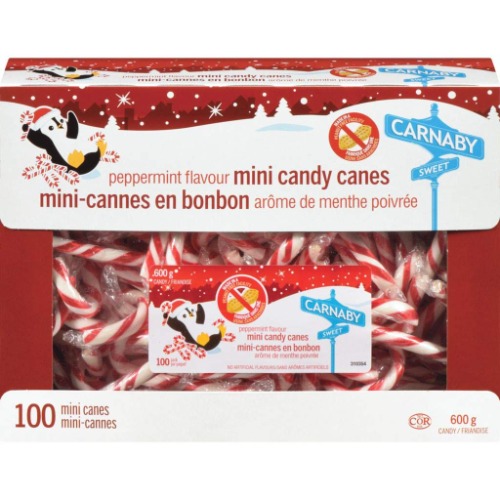 100 Peppermint Flavour Mini Candy Canes 600g - 