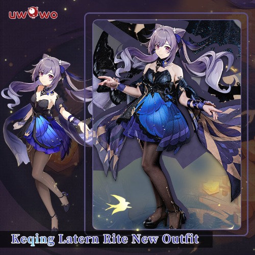 【In Stock】Uwowo Game Genshin Impact Keqing Latern Rite New Outfit Formal Wear Cosplay Costume | S