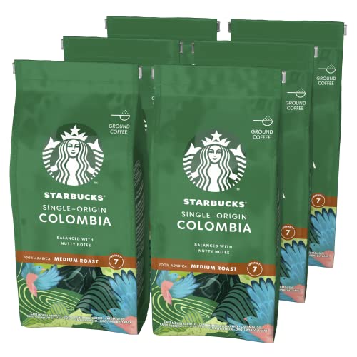 STARBUCKS Single-Origin Colombia, Medium Roast, Ground Coffee 200g (Pack Of 6) - Unflavoured - 200 g (Pack of 6)
