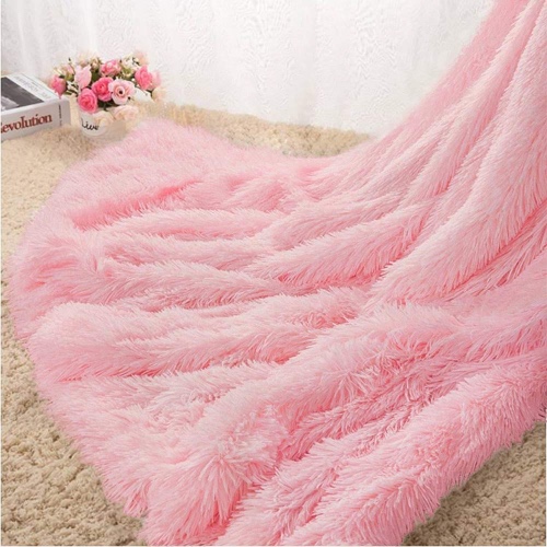 Homore Soft Fluffy Blanket Fuzzy Sherpa Plush Cozy Faux Fur Throw Blankets for Bed Couch Sofa Chair Decorative, 50''x60'' Baby Pink - 50"x60" - Baby Pink