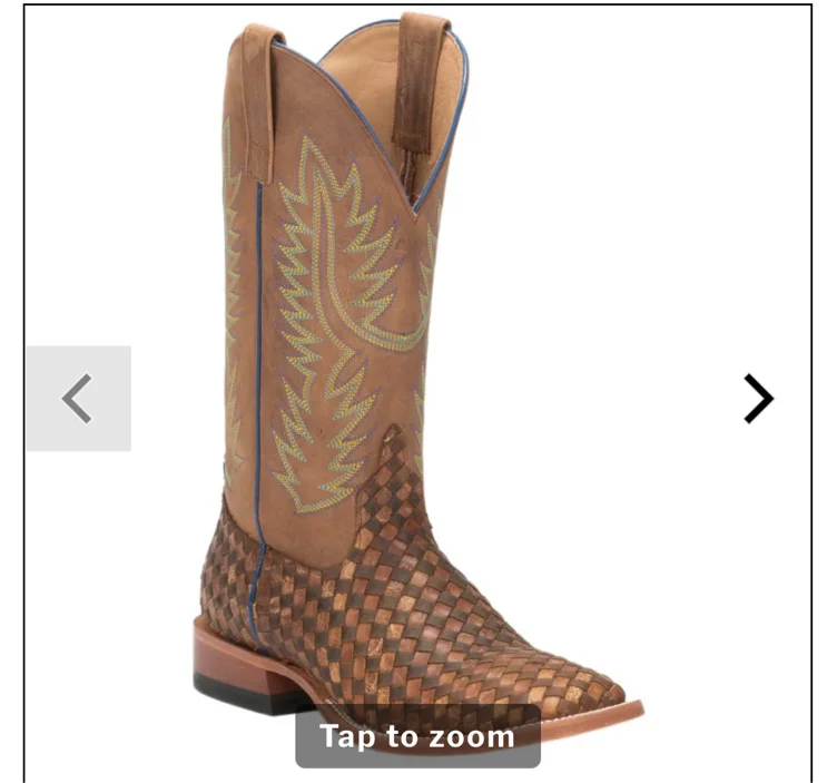 Anderson Bean Men's Horse Power Toast and Honey Woven Square Toe Cowboy Boots