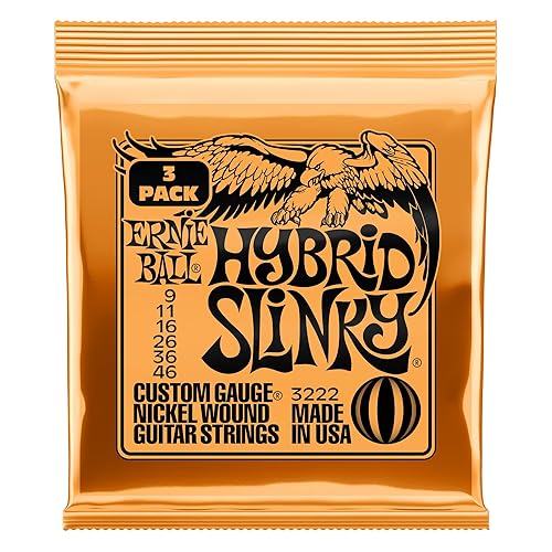 Ernie Ball, Hybrid Slinky Nickel Wound, Corde per chitarra elettrica, confezione da 3, diametro 9-46 - Hybrid (9-46) - Confezione da 3