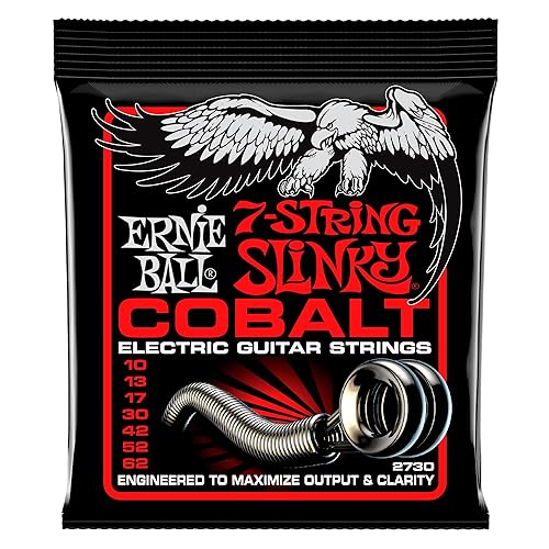 Ernie Ball, Skinny Top Heavy Bottom Slinky Cobalt 7-String, Corde per chitarra elettrica a 7 corde, diametro 10-62 - Skinny Top Heavy Bottom (10-62)