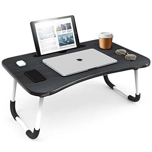 Nestl Lap Desk for Laptop - Foldable Laptop Desk for Bed and Couch, Portable and Lightweight Laptop Stand for Bed Breakfast, Working, Reading, and Writing, Black Lap Table, Large Laptop Tray - Large