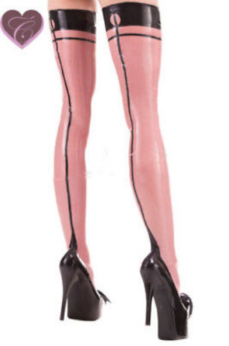 Latex Stockings 100% Rubber pink with heels