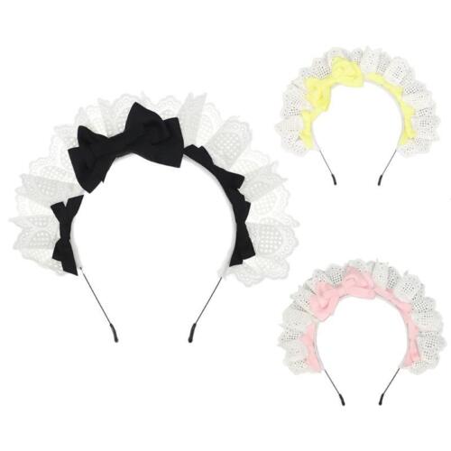 Women  Maid Headpiece Cosplay Hair Hoop Gothic Headband with Lace &amp; Bows