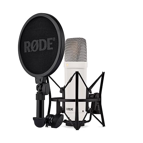RØDE NT1 Signature Series Large-Diaphragm Condenser Microphone with Shock Mount, Pop Filter and XLR Cable for Music Production, Vocal Recording, Streaming and Podcasting (White) - White - NT1 Signature Series