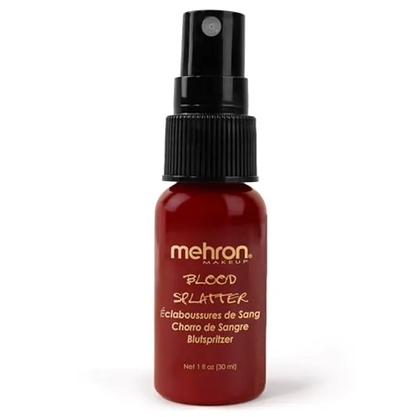 Mehron Makeup Blood Splatter | Professional Fake Spray Blood | Fake Blood Makeup for Performance, Halloween, Face Paint, Costumes, & Special FX 1 fl oz (29 ml)