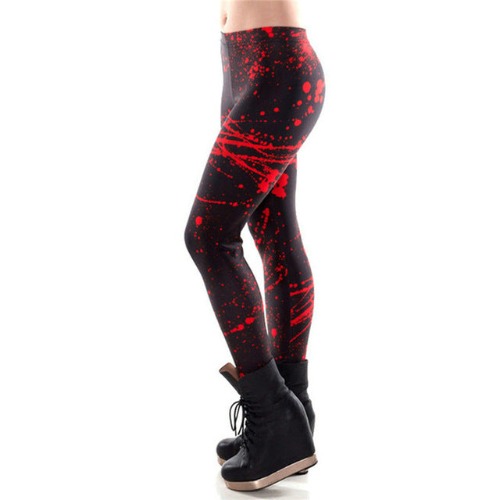 'Spatter' Black and red blood spatter Halloween horror leggings - KDK1393 / M