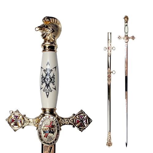 Munetoshi 31" Masonic Knights Templar Ceremonial Sword Gold Fittings Red Crosses