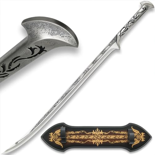 United Cutlery The Hobbit Elven King Thranduil Sword Replica | Stainless Steel Blade | Officially Licensed | Wood Wall Mount Display | Certificate of Authenticity | 41 7/8" Overall Length