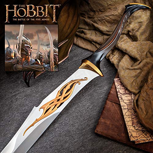 The Hobbit Mirkwood Infantry Sword Replica – Officially Licensed, Bronze-Finished Metal Hilt Parts, Stainless Steel Blade, Wooden Wall Mount Display – LOTR Collectable for Fans - 47 3/8” Overall