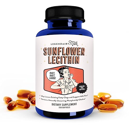 Legendairy Milk Sunflower Lecithin 1200mg, Lactation Support, Organic Sunflower Lecithin Supplement for Clogged Milk Ducts, Made in USA, 200 Softgels
