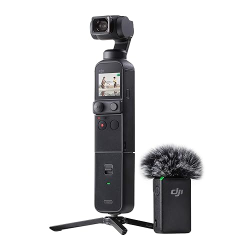 DJI Pocket 2 Creator Combo, 3 Axis Gimbal Stabilizer with 4K Camera, 1/1.7" CMOS, 64MP Photo, Face Tracking, YouTube, Vlog, Portable Video Camera for Android and iPhone, Black - DJI Pocket 2 Creator Combo