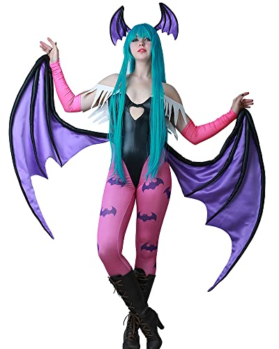 miccostumes Women's Costume Evil Cosplay Leotard Fullset With Wings Leggings - Medium