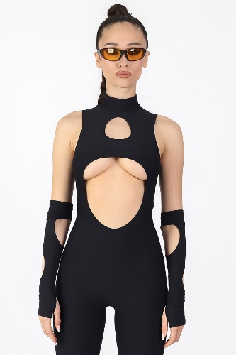 Black Cut Out Catsuit | XS / Full Outfit