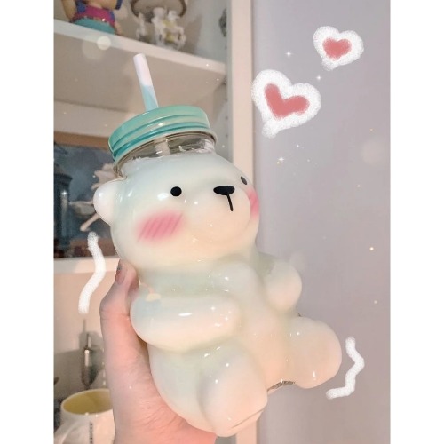 Tiny Teddy Water Bottle - With Straw