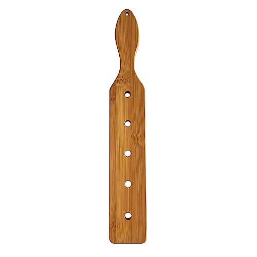 Anjuer 35.5 cm Bamboo Paddle Lightweight Durable Smooth Paddle with Air Flow Holes Unfinished Wooden Paddle