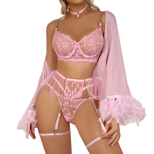 Corset Lingerie for Women Fishnet Women Sexy Cosplay Costume Cute Sexy Lingerie Set Lace Strappy Camis and Panty Babydolls Nightwear Outfit Sexy Daddy Shirts for Women - Small - Pink