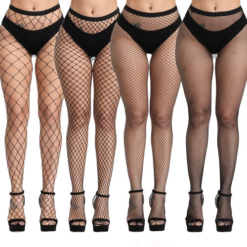4 Pairs High Waist Tights Fishnet Stockings Thigh High Sexy Stockings Pantyhose