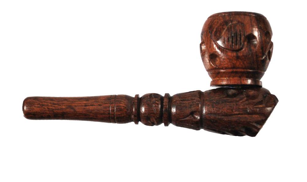 3" Carved Standing Rosewood Wood Pipe | Default Title