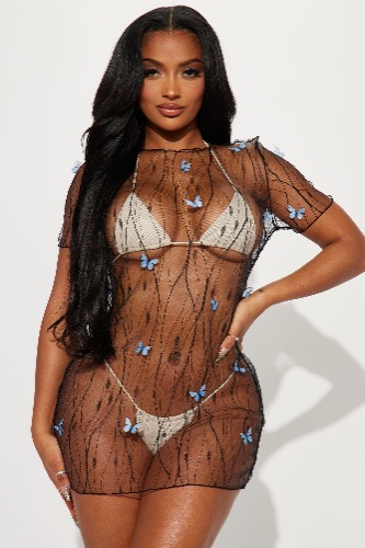 Summer Flutters Cover Up Dress - Black | L