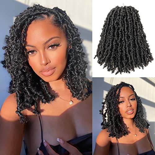 GUOHUI Super Light Butterfly Locs Crochet Hair 12 Inch 6 Packs Pre-Looped Soft Distressed Faux Locs Braids for Black Women Kids (12 Inch,1B#) - 12 Inch (Pack of 6) - 1B