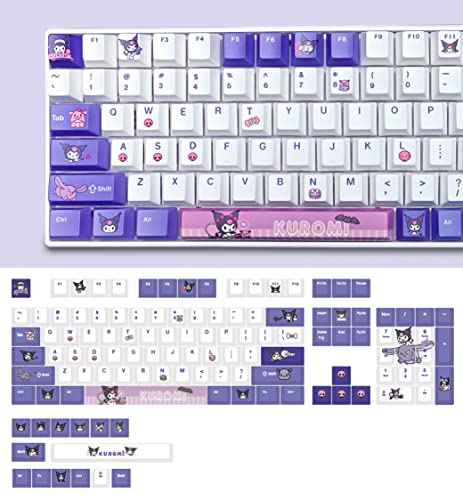 POPKEEY Sanri0 Kurromi Purple Keycaps for Cherry MX Switches Cute Japanese Anime Mechanical Gaming Keyboard, PBT Key Caps Set(Kurromi)