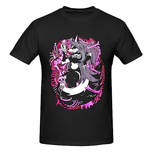 Helluva Anime Boss Shirt Men's Breathable Custom Cotton Short Sleeve Tshirt Fashion Casual Tops Tees Black - Large - Black