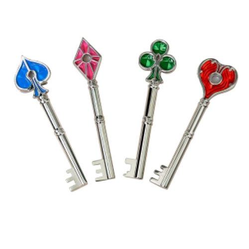 Resident Evil 2 Remake Keys Collection Set of 4 Pcs Zinc Alloy Keychain RPD Necklace Pendant Cosplay Costume Accessories