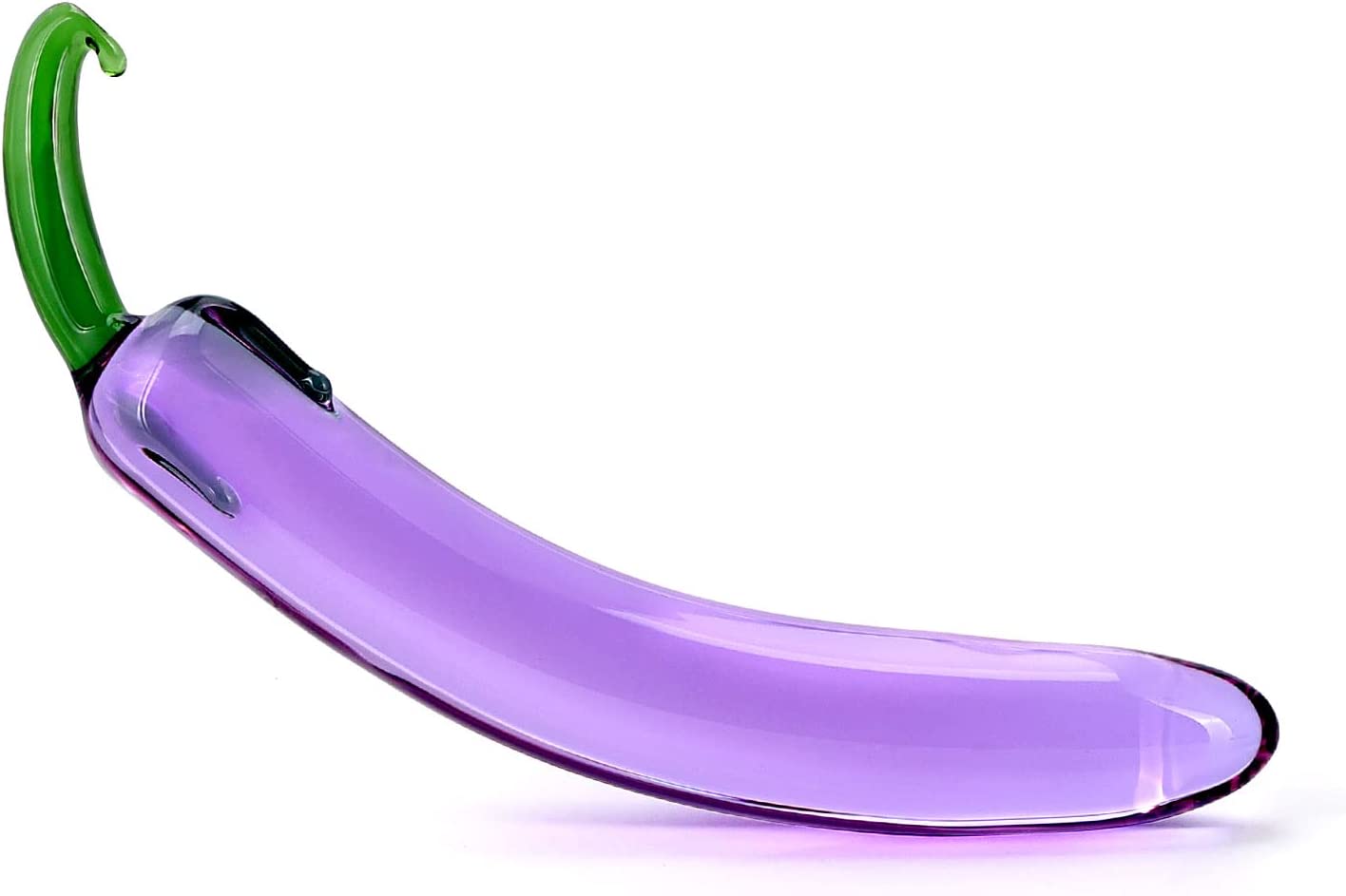 5 Types Vegetable & Fruit Shape Crystal Dildo Glass Butt Plug Curved Anus Massager Penis Pleasure Wand Cute Novelty Adult Sex Toys (Purple-Eggplant) - Purple-eggplant